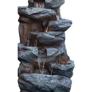 Large Indoor Water Fountain with LEDs Poly Resin Water feature Garden Patio Mothers Day (48.3x38.1x101.6) Cm Feng Shui Decorative Fountains