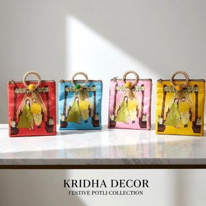 Bolsa Potli para novias y novios al por mayor: recuerdo de boda rajasthani con asa de perla