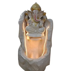 Großer Ganesh-Elefantenbrunnen,brunnen, Polyresin, für drinnen und draußen, Bürodekoration, Tischgeschenk, 37 x 30 x 64 cm (L x B x H)