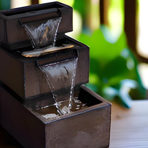 Modern Minimalist Tabletop Water Fountain: Indoor/Outdoor LED Feature