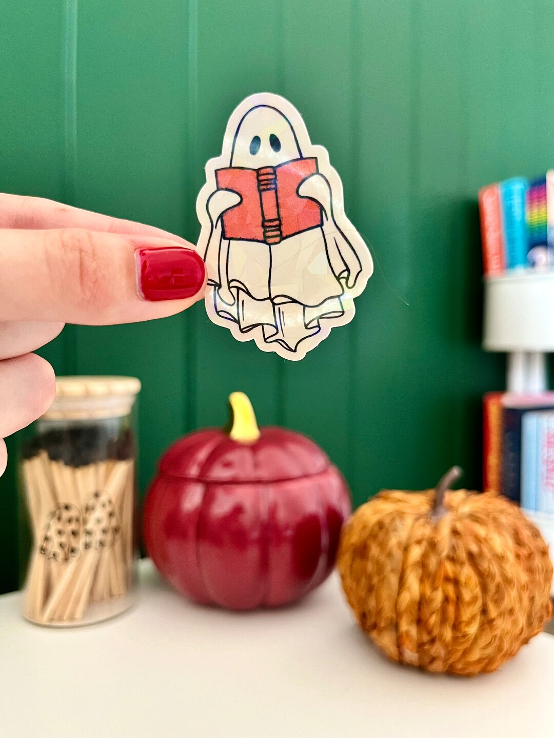 Ghost Reading Book Bookish Sticker Halloween Sticker Bookish Merch ...