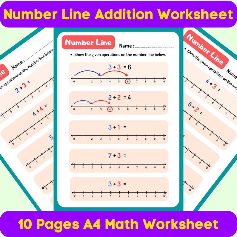 Number Line Addition and Subtraction Worksheet, 20 Pages Printable Math Practice, Fast Counting ...