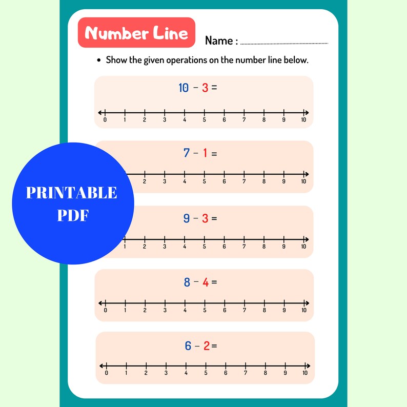 Number Line Addition and Subtraction Worksheet, 20 Pages Printable Math Practice, Fast Counting ...