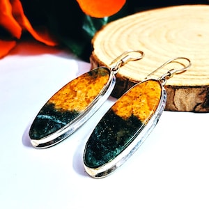 Ocean Jasper Gemstone Earrings, Gemstone Earrings, Beachy Earrings, Handmade Earrings Jewelry, Christmas day Jewelry For Her & Women