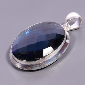 Blue Sapphire Pendant,925sterling silver blue Sapphire Necklace ,September Birthstone Pendant, Sapphire Gemstone pendant ,Christmas Jewelry