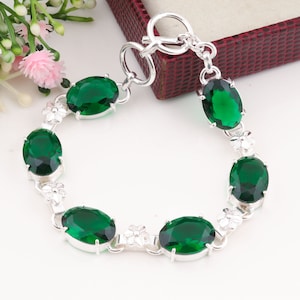 Green Tourmaline Bracelet, Oval Shape Bracelet Jewelry