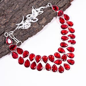 Mozambique Garnet Necklace, 925 Sterling Silver Plated Necklace for Women ,Gemstone Necklace  , Mother&#39;s Day Best Gifts for Mom
