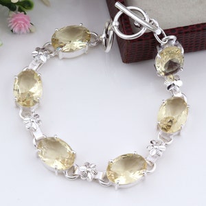 Yellow Topaz Bracelet-925 Sterling Silver Bracelet -Golden Topaz Bracelet- Handmade Gemstone Bracelet Gift For Her&Love- December Birthstone