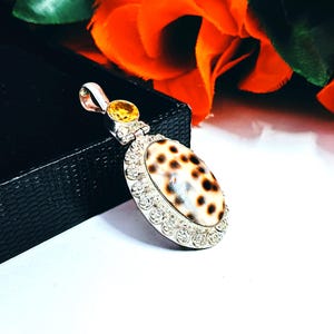 Handmade Jasper Pendant: 925 Sterling Silver Plated Gemstone Jewelry