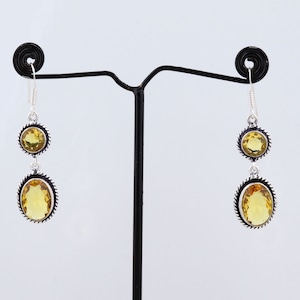 Citrine gemstone  Earrings For Women, Citrine 925 Starling Silver Plated Drop Earrings For Her, Handmade minimalist Earrings For Mom