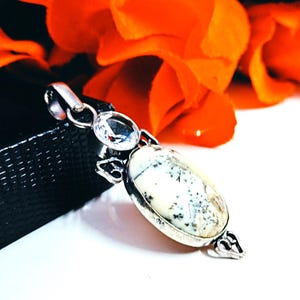 Dendritic Agate Pendant 925 Sterling Silver Plated Pendant Dendritic Agate Gemstone Pendant Handmade  Jewelry Pendant, Christmas Day Gifts
