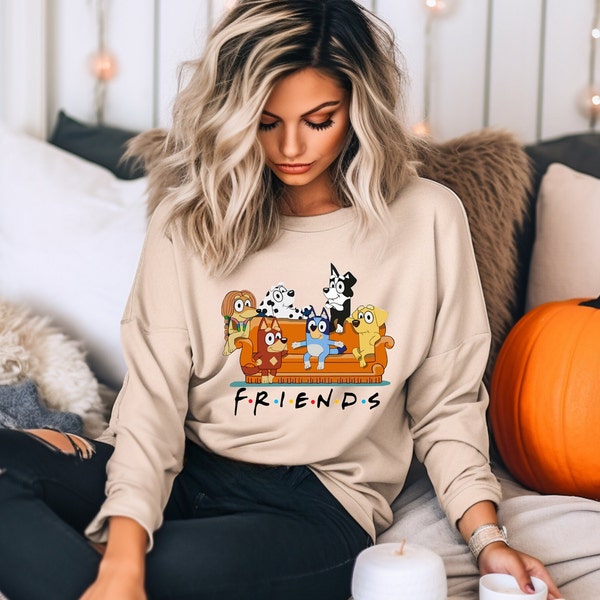 Bluey Friends Crewneck, Bluey Cartoon Sweatshirt, Unisex Tee, Bluey Family Shirt, Bluey Eras Tour Sweatshirt, Vintage Bluey and Friends