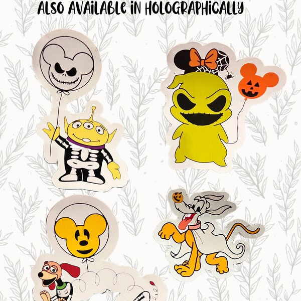 Oogie Boogie Slinky Dog Pluto & Toy Story Alien Minnie Ears Halloween Sticker |  Disney Decal | Mickey Balloon | Nightmare Before Christmas