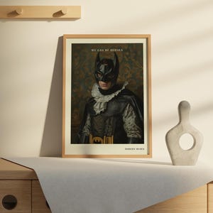 Superhero Poster, Young Bruce Wayne, Vintage Poster,  Altered Art Poster, Baroque Portrait, Modern Muse, Surreal, altered portrait, eclectic