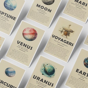 Explorer le système solaire - Carte mémoire imprimable, Ensemble Montessori, Cartes mémoire pour tout-petits, Faits amusants sur la science, Système solaire, Cartes triviales, Enfants,
