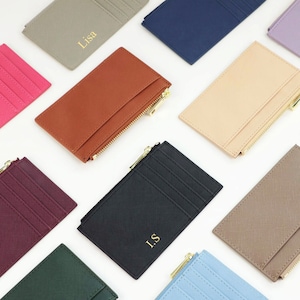 Portafoglio personalizzato con nome, porta carte con cerniera, porta monete ultra sottile, portafoglio per carte di credito