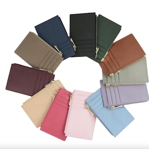 Portafoglio sottile ultra sottile portamonete personalizzato con nome in pelle Saffiano con cerniera porta carte di credito in più colori portafoglio ultra piccolo da donna