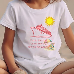 Kids Cruise Shirt, Fun on the Ship Shirt, Beach shirt for kids, Cruise Theme Kids Tee, Tshirt with Cruise Ship and Beach,Disney cruise tee
