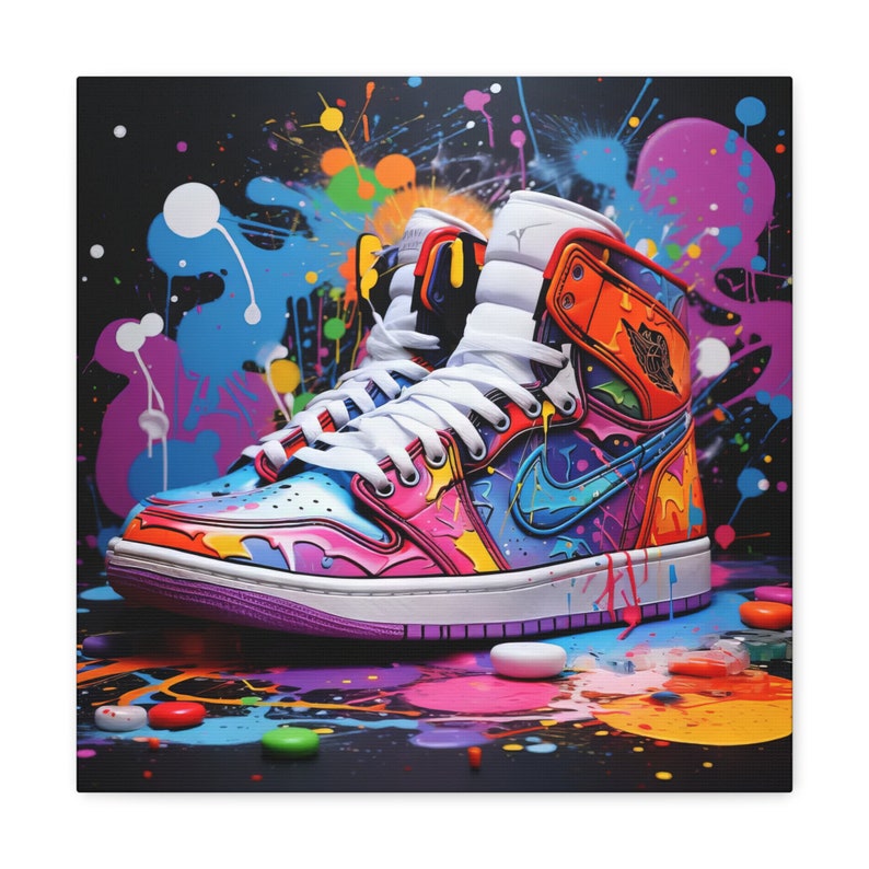 Jordan Graffiti Canvas Wall Art, Air Jordan Canvas Wall Art, Jordan 1