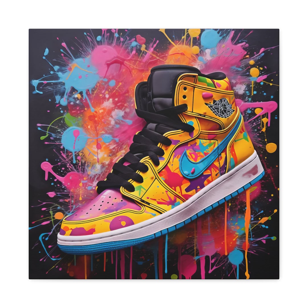 Jordan Graffiti Canvas Wall Art, Air Jordan Canvas Wall Art, Jordan 1