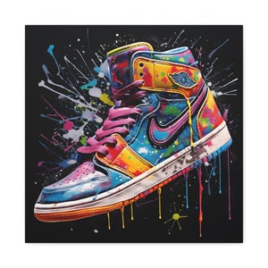 Jordan Graffiti Canvas Wall Art, Air Jordan Canvas Wall Art, Jordan 1 Graffiti Canvas, Modern Graffiti Canvas, Kids Room Decor,Ready To Hang