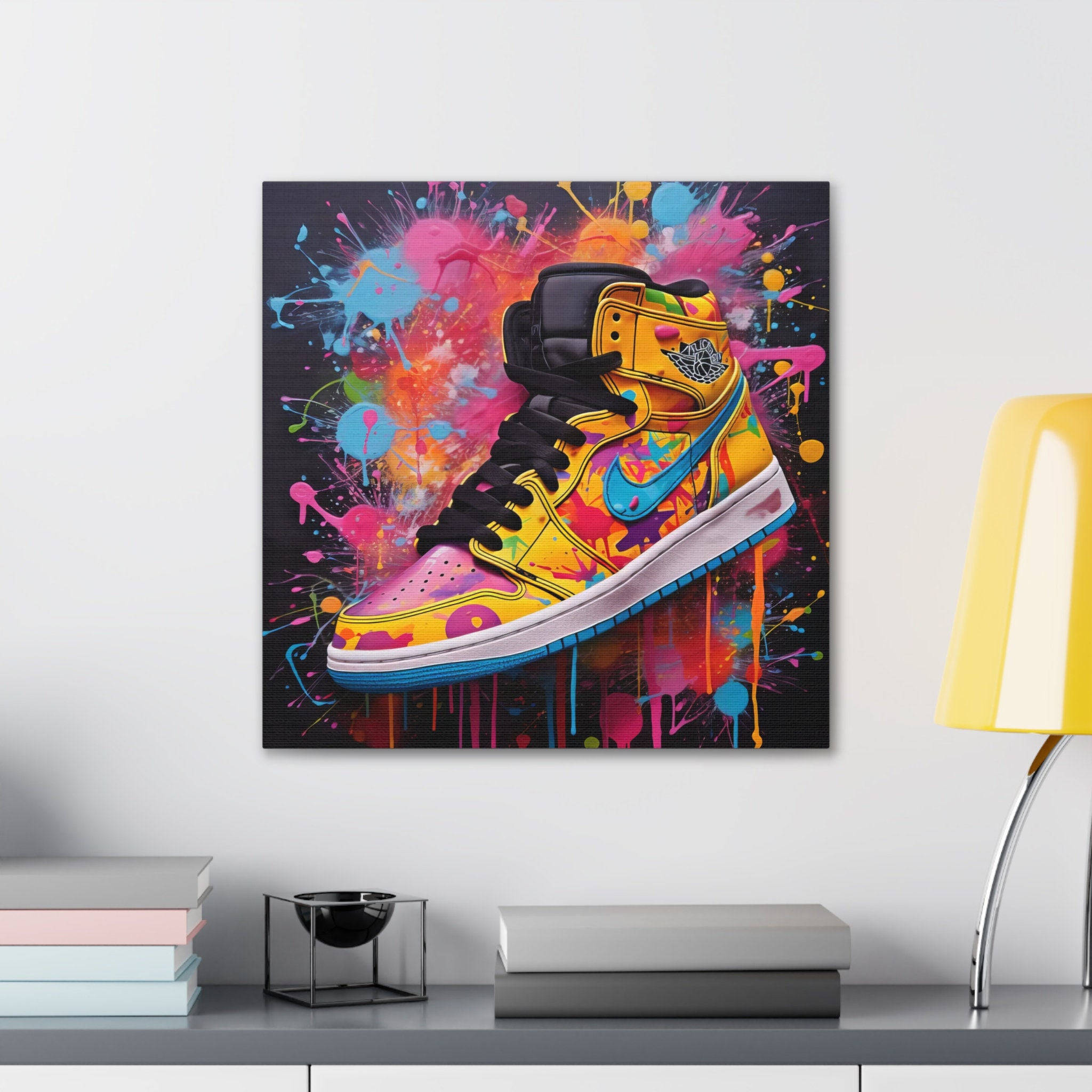 Jordan Graffiti Canvas Wall Art, Air Jordan Canvas Wall Art, Jordan 1