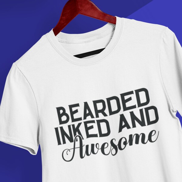 Bearded Men Tshirt, Beard and Tattoos, Bearded Men Lover, Bear and Tattoos, Tattoo Lover Tshirt, Beard T Shirt