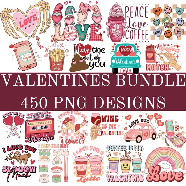 Valentines Day 450 Massive PNG Bundle,Valentines Designs,Retro Valentine Bundle, Groovy Valentine Png,Valentine Sublimation, Valentine Shirt