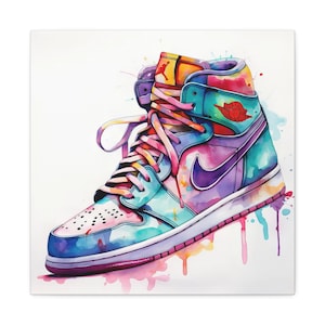 Jordan Colour Wall Art, Inspired by Jordan One, Paintings, Sneaker Art Canva, Wall Art Decor, Trainer Home Decor,Jordan 1,Sneaker Lover Gift