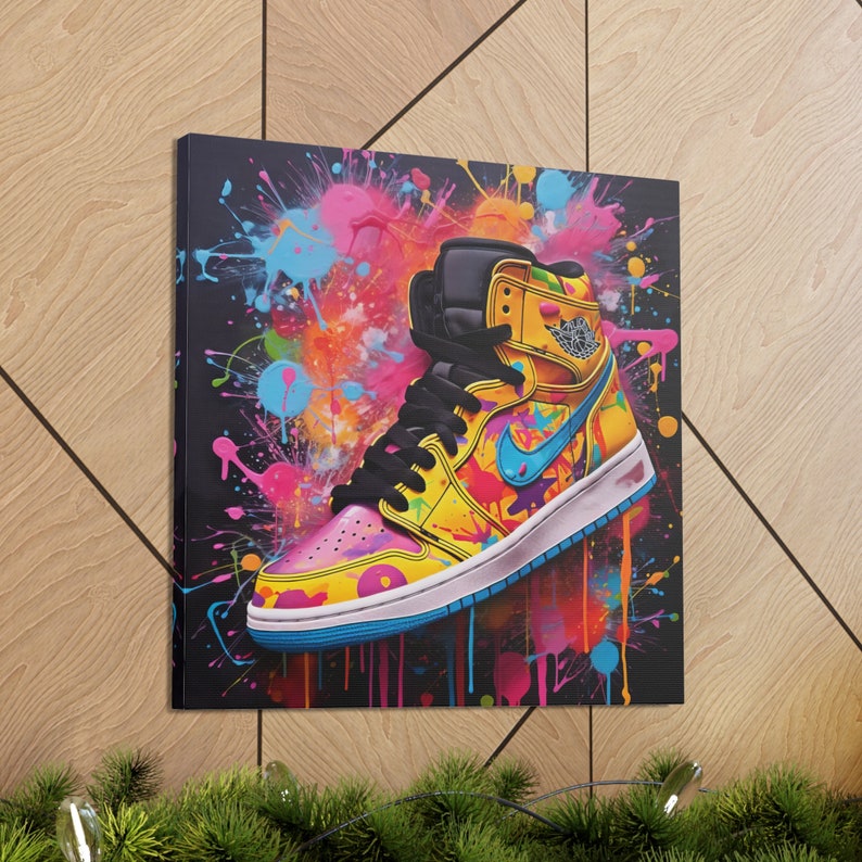Jordan Graffiti Canvas Wall Art, Air Jordan Canvas Wall Art, Jordan 1