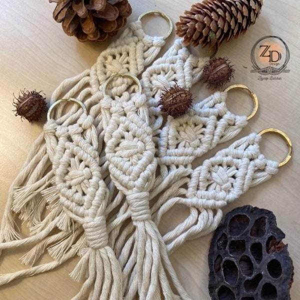 Porte-clés en macramé 100 pièces, cadeau de maman, porte-clés Boho, cordon de coton de haute qualité, macramé, cadeaux de célibataire pour demoiselles d’honneur, idées de boîte de demoiselle d’honneur