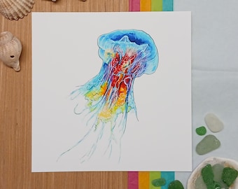 Blauwe kwal, vierkante gicleekunstafdruk