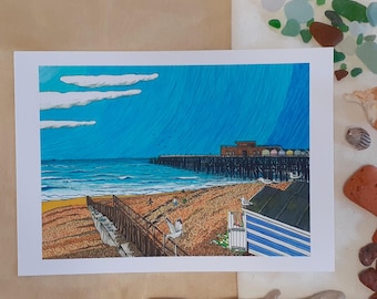 Kustlandschap, Hastings Pier, gicleekunstdruk