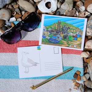 Carte postale A6, East Hill, Hastings, souvenirs de voyage, oeuvre d'art miniature