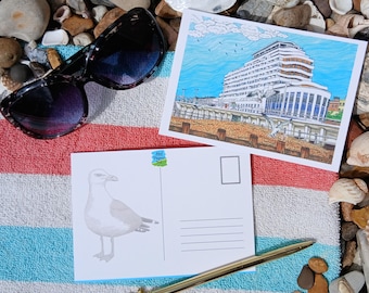 A6-ansichtkaart, Marine Court, St. Leonards on Sea, art deco, reismemorabilia, minikunst