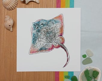 Thornback Ray, vierkante gicleekunstprint