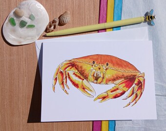 Wenskaart, krab, verjaardag, bedankt, natuurliefhebbers