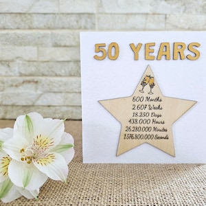 Tarjeta de 50 aniversario hecha a mano para seres queridos (diseño de tiempo juntos).