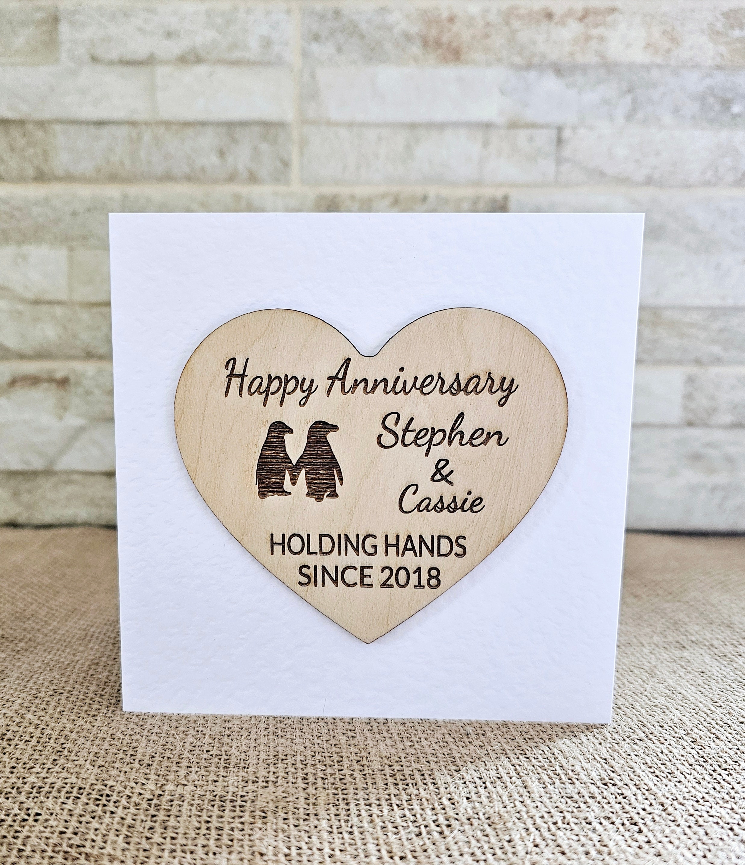Happy Anniversary Card for Loved Ones (penguin Design). Personalised ...