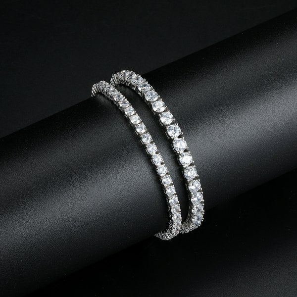 Tennis Bracelet Moissanite/Cubic Zirconia,Tennis necklace, Wedding Bracelets for Brides Stacking Dainty Bracelets with 18k White Gold Plated