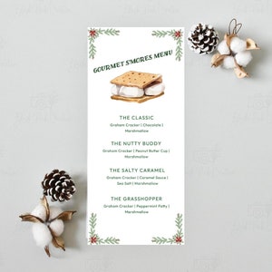 S'mores Bar Schild Printable | Digitaler Download | Weihnachts-Gourmet S'mores Bar | Weihnachtsschild | Weihnachtsfeier | S'mores Party Schild