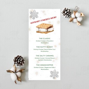 S'mores Bar Schild zum Ausdrucken | Digitaler Download | Weihnachts-Gourmet S'mores Bar | Weihnachtsschild | Weihnachtsfeier |