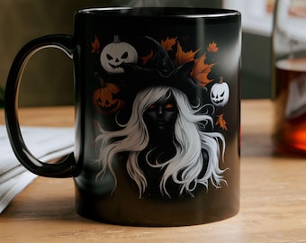 Taza de café de Halloween con diseño de calabaza espeluznante, de cerámica