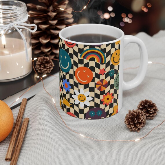 Smiley Faces Theme Mug, Premium Quality Coffee Cup, Happy Face Mug, Glossy Coffee Mug, Funny Coffee Mugs, Coffee Lover Mug, Christmas Gift
