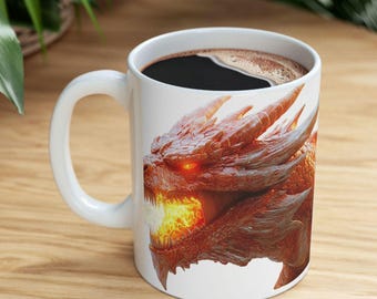 3D Dragon Ceramic Coffee Mug: Fantasy Art Gift