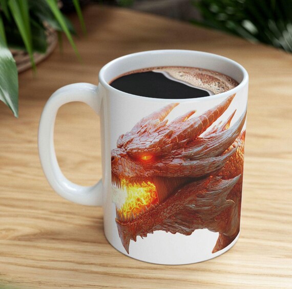 Dragon Ceramic Coffee Mug, Premium Quality Coffee Cup, Unique Coffee Mug, Glossy Coffee Mug, Dragon Coffee Mug, 3d Dragon Mug, Gift for Her