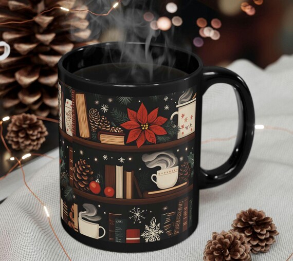 Book lover mug ,Colorful Bookshelf Mug, Holiday Gift, Festive Coffee Cup, Christmas Decor, Unique Drinkware, book lover gift