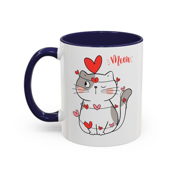 Cat Coffee Mug with Playful Meow Inscription Perfect Cat Lover Gift for Mom Ideal Mother's Day Suprise