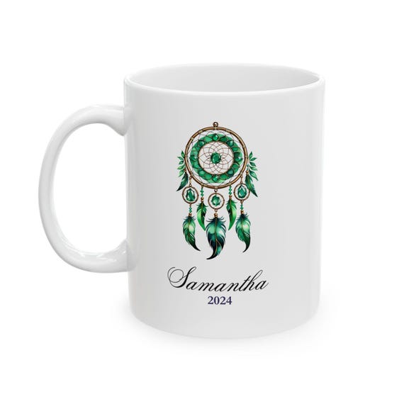 Taurus Birthstone Dream Catcher Mug - Ceramic Mug, 11oz, 15oz, Zodiac Sign Gift, Astrology Lover Present, Coffee Cup, Tea Mug