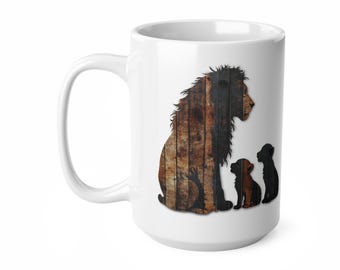 Lion and Cubs Ceramic Coffee Mug, Wildlife Lover Father's Day Gift